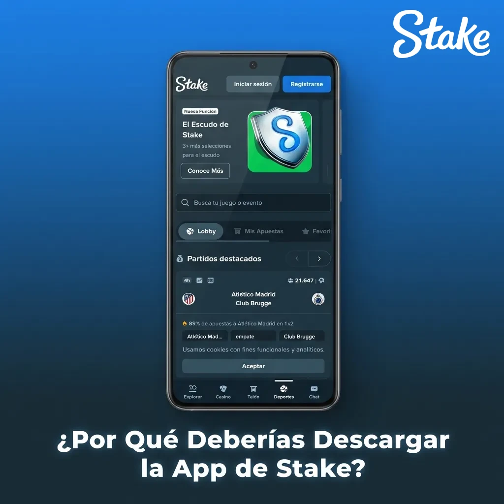 Smartphone displaying Stake casino app interface with fast loading games and mobile betting features
